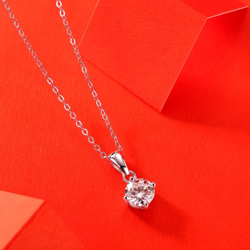 Four Claw Moissanite CZ 925 Sterling Silver Necklace - Image 3