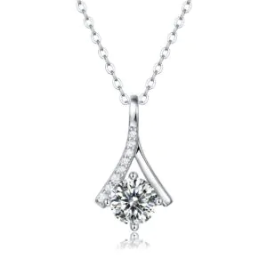 Moissanite CZ V Letter 925 Sterling Silver Necklace