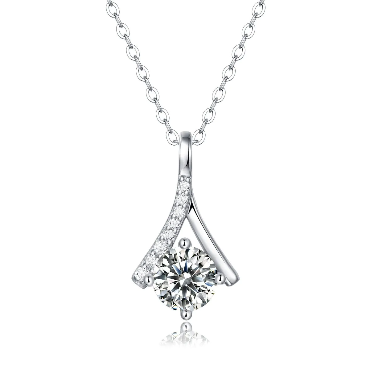 Moissanite CZ V Letter 925 Sterling Silver Necklace