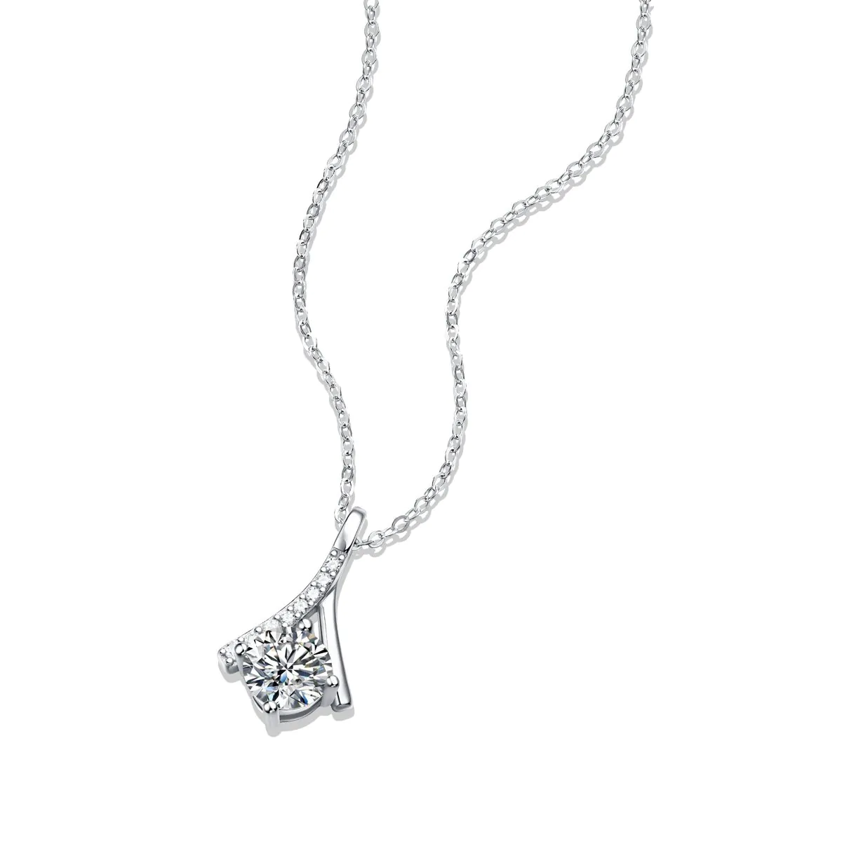 Moissanite CZ V Letter 925 Sterling Silver Necklace - Image 5