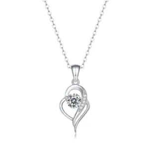 Moissanite CZ Irregular Heart 925 Sterling Silver Necklace