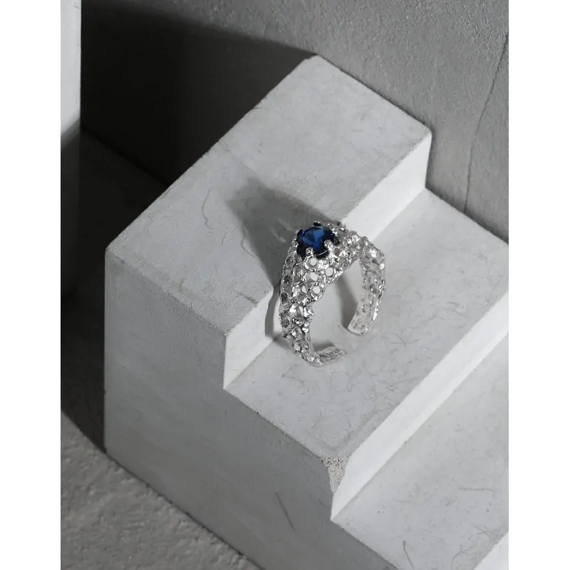 Round CZ Hollow Hive 925 Sterling Silver Adjustable Ring - Image 4