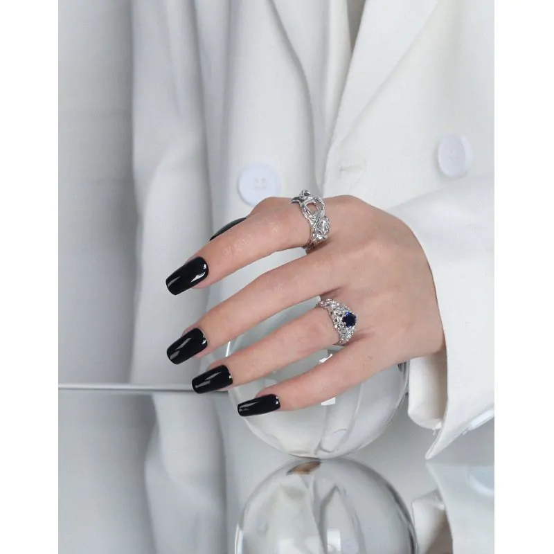 Round CZ Hollow Hive 925 Sterling Silver Adjustable Ring - Image 2