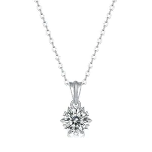 Moissanite CZ Snowflake Rolo Chain 925 Sterling Silver Necklace