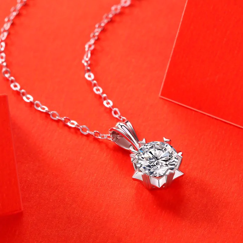 Moissanite CZ Snowflake Rolo Chain 925 Sterling Silver Necklace - Image 3