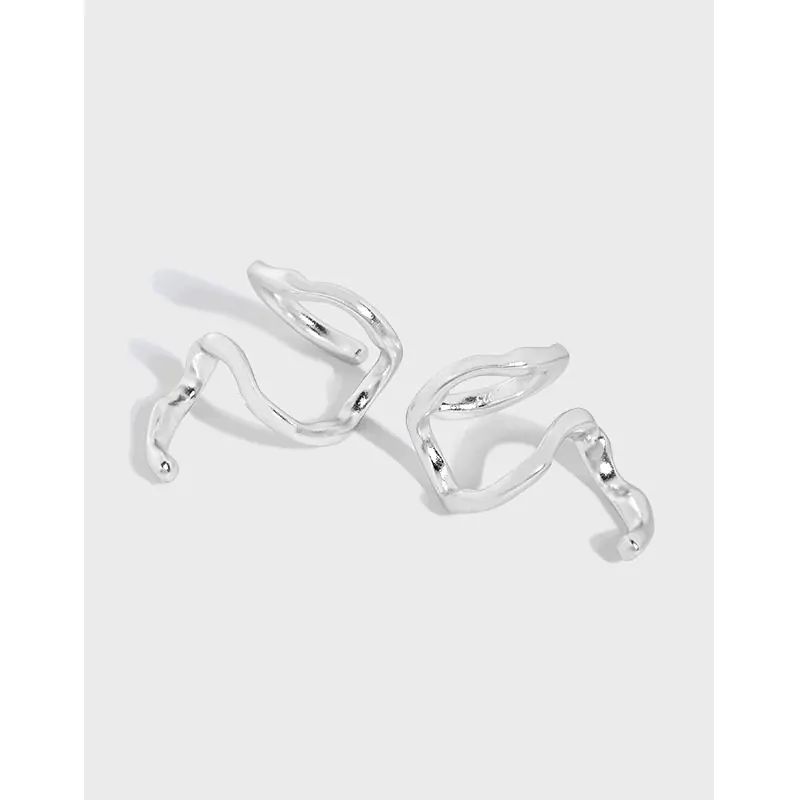 Irregular Snake Shape 925 Sterling Silver Non-Pierced Earrings - Image 4