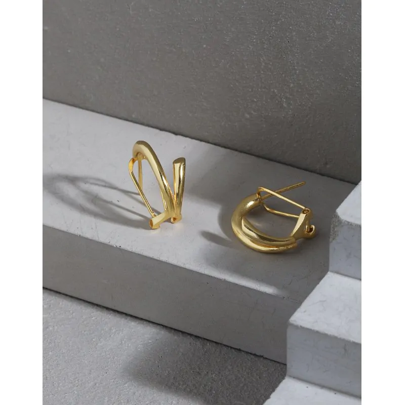 Lines Circle 925 Sterling Silver Hoop Earrings - Image 2