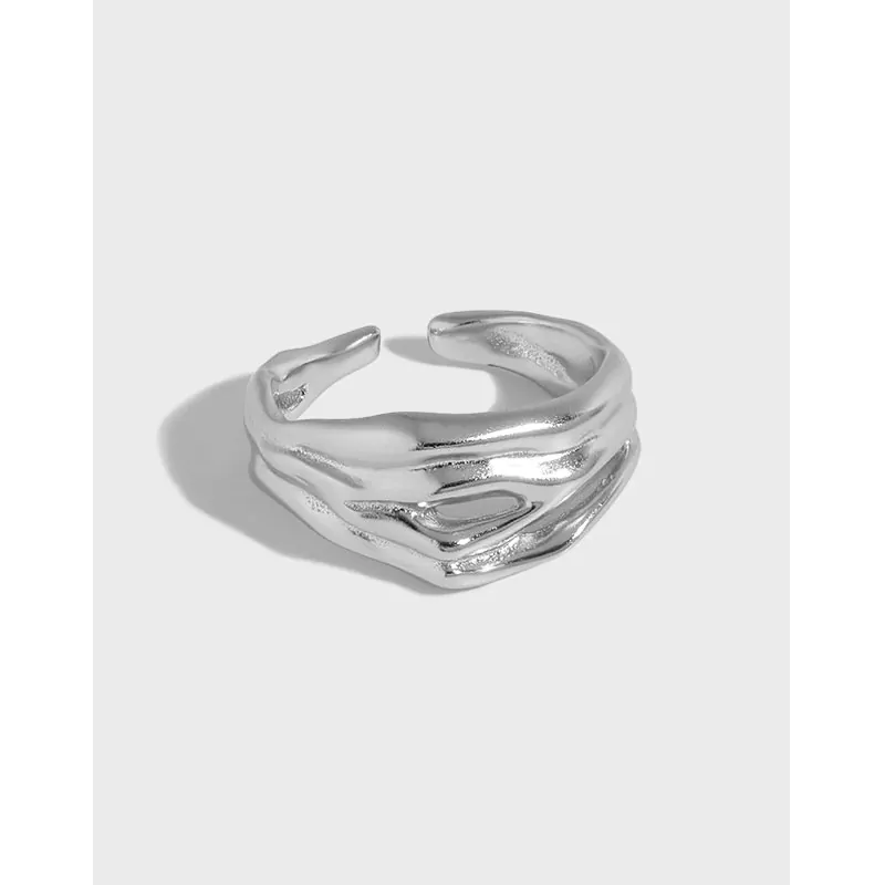 Irregular Small Mouth 925 Sterling Silver Adjustable Ring - Image 4