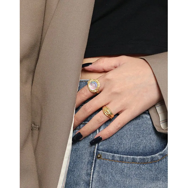 Irregular Small Mouth 925 Sterling Silver Adjustable Ring - Image 3