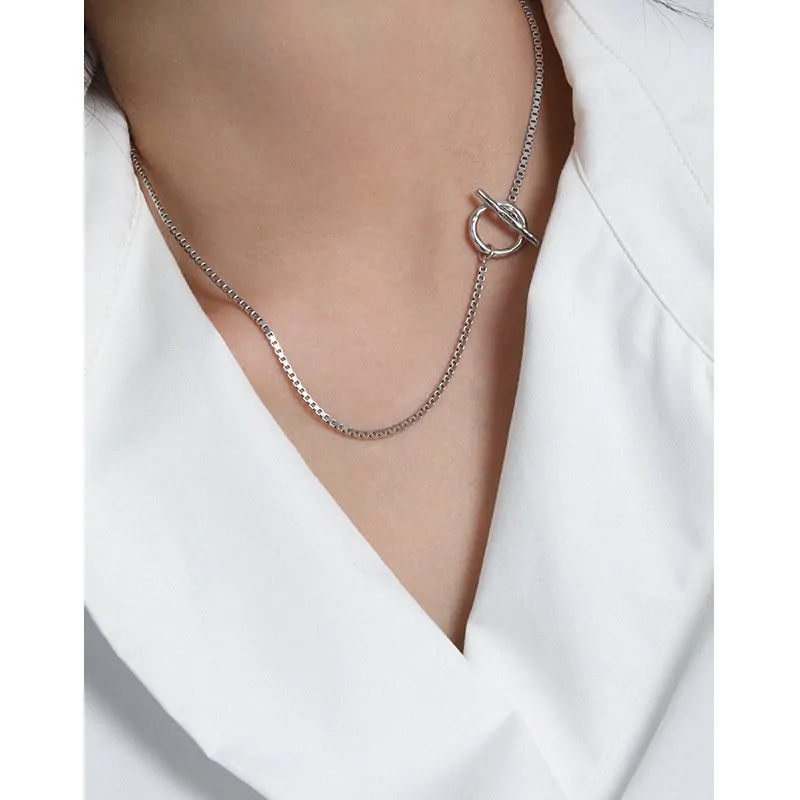 Box Chain OT Drop 925 Sterling Silver Necklace - Image 2