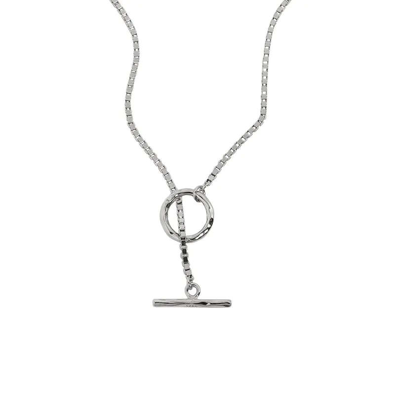 Box Chain OT Drop 925 Sterling Silver Necklace