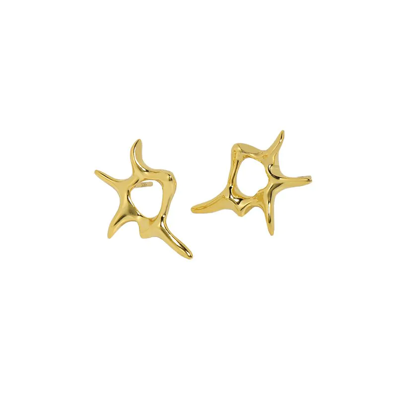 Irregular Hollow Sun Shine 925 Sterling Silver Stud Earrings