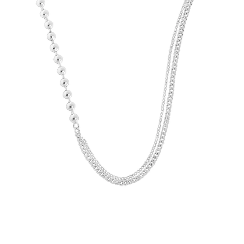 Asymmetric Beads Chain 925 Sterling Silver Necklace