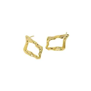 Geometric Hollow Irregular Square 925 Sterling Silver Stud Earrings