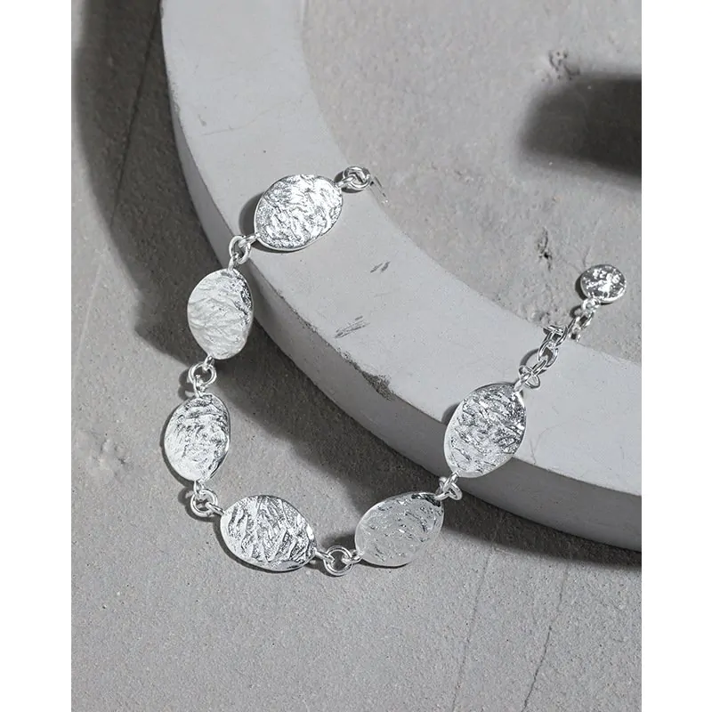 Geometric Irregular Leaves 925 Sterling Silver Bracelet - Image 4