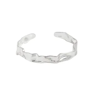 Irregular Folding Paper 925 Sterling Silver Open Bangle