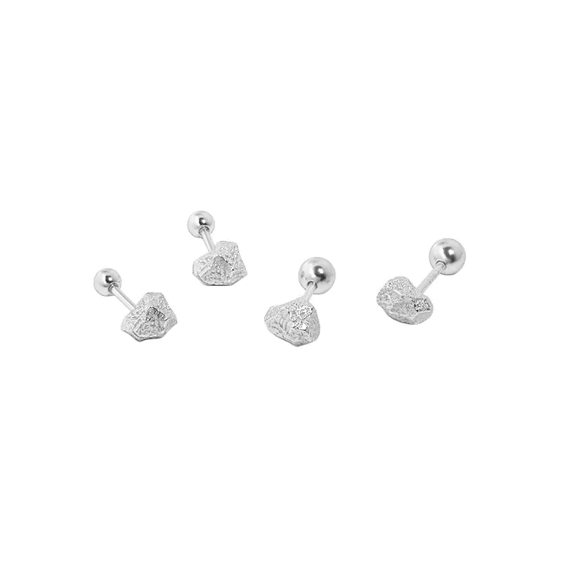 Irregular Stone Beads 925 Sterling Silver Stud Earrings