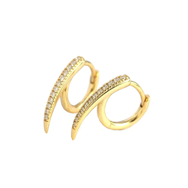 CZ Lines Rivet 925 Sterling Silver Hoop Earrings