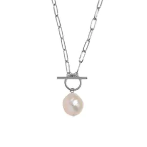 Irregular Natural Pearl Hollow Chain 925 Sterling Silver Necklace
