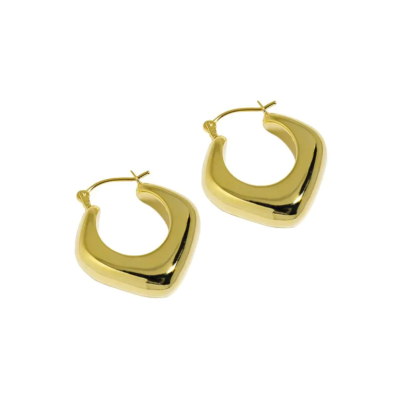 Geometric Hollow Rhombus 925 Sterling Silver Hoop Earrings