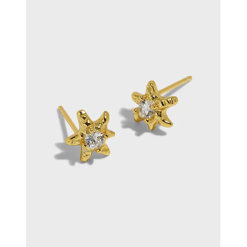 Mini CZ Starfish 925 Sterling Silver Stud Earrings - Image 4