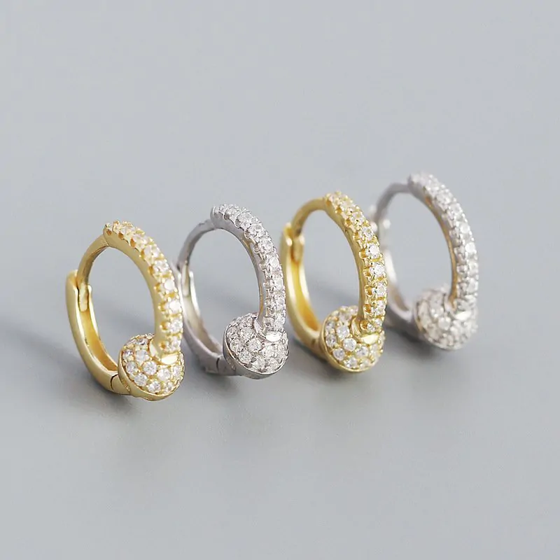 CZ Knot 925 Sterling Silver Huggie Hoop Earrings - Image 2