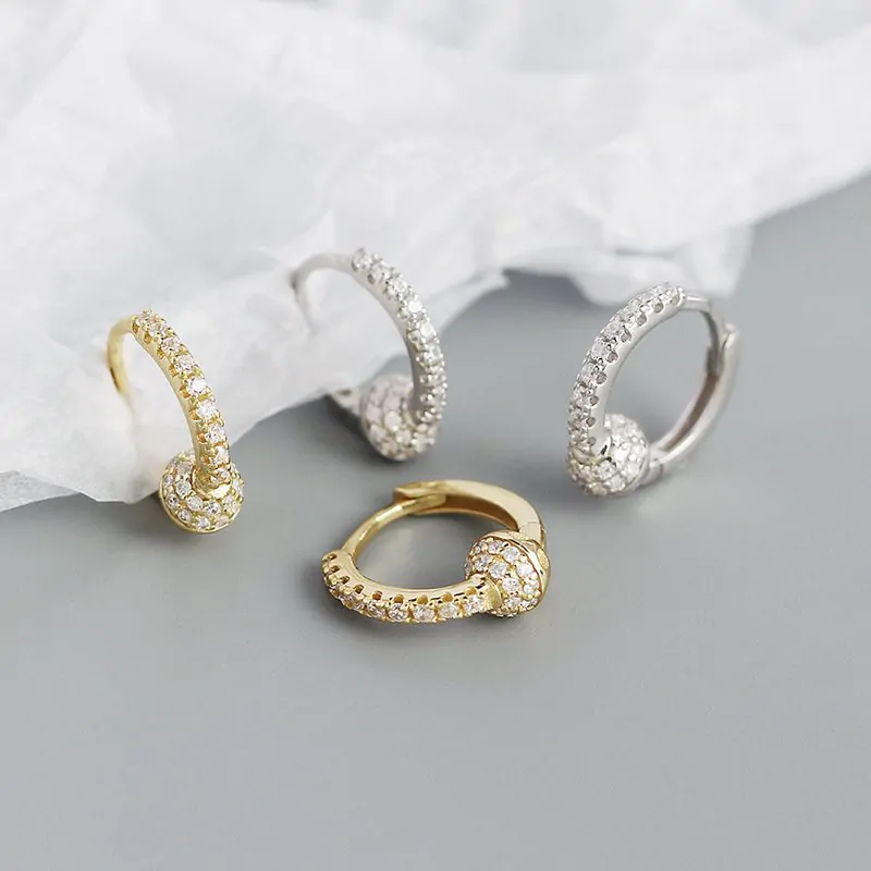 CZ Knot 925 Sterling Silver Huggie Hoop Earrings - Image 3