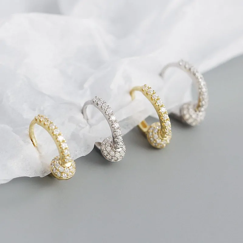 CZ Knot 925 Sterling Silver Huggie Hoop Earrings - Image 4