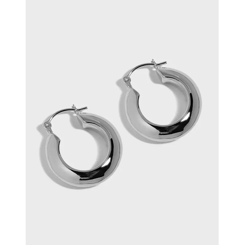 Round Circle 925 Sterling Silver Hoop Earrings - Image 5