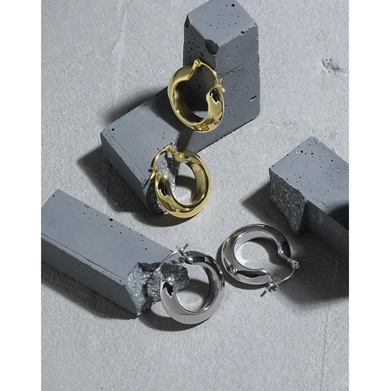 Round Circle 925 Sterling Silver Hoop Earrings - Image 2