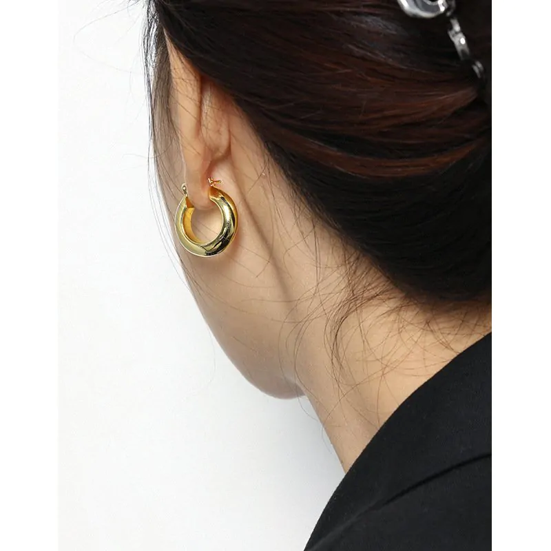 Round Circle 925 Sterling Silver Hoop Earrings - Image 4