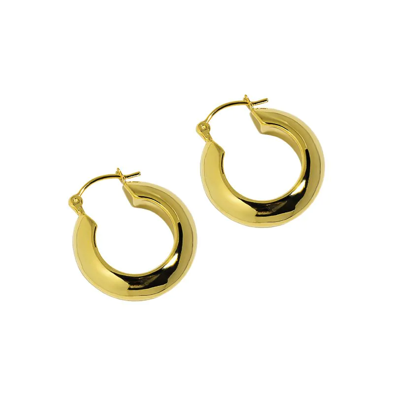 Round Circle 925 Sterling Silver Hoop Earrings