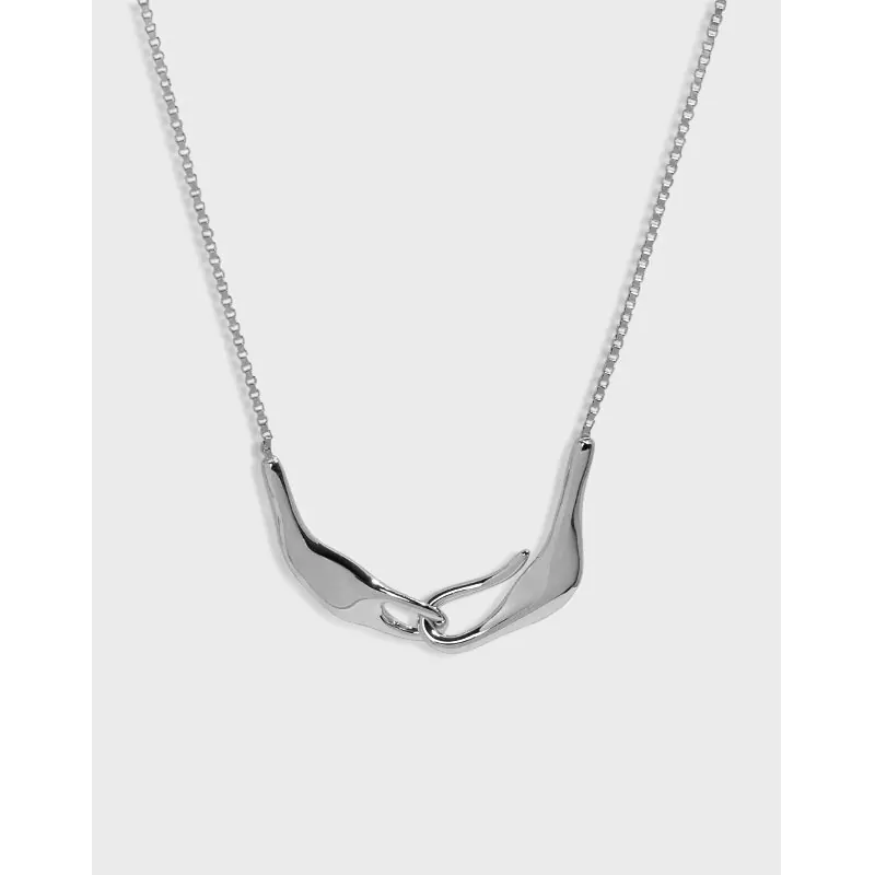 Irregular Hand In han 925 Sterling Silver Necklace - Image 4