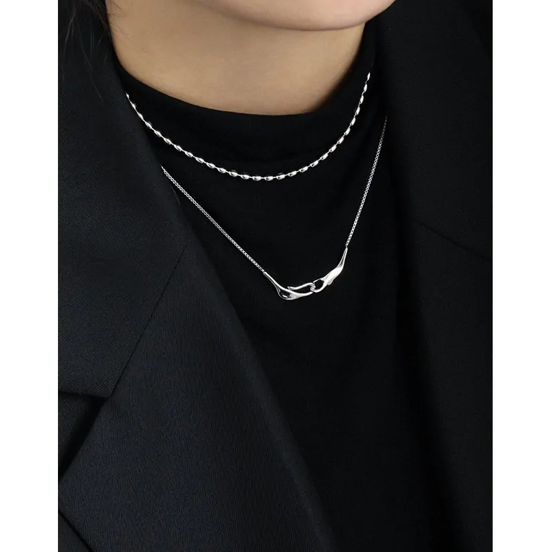 Irregular Hand In han 925 Sterling Silver Necklace - Image 2