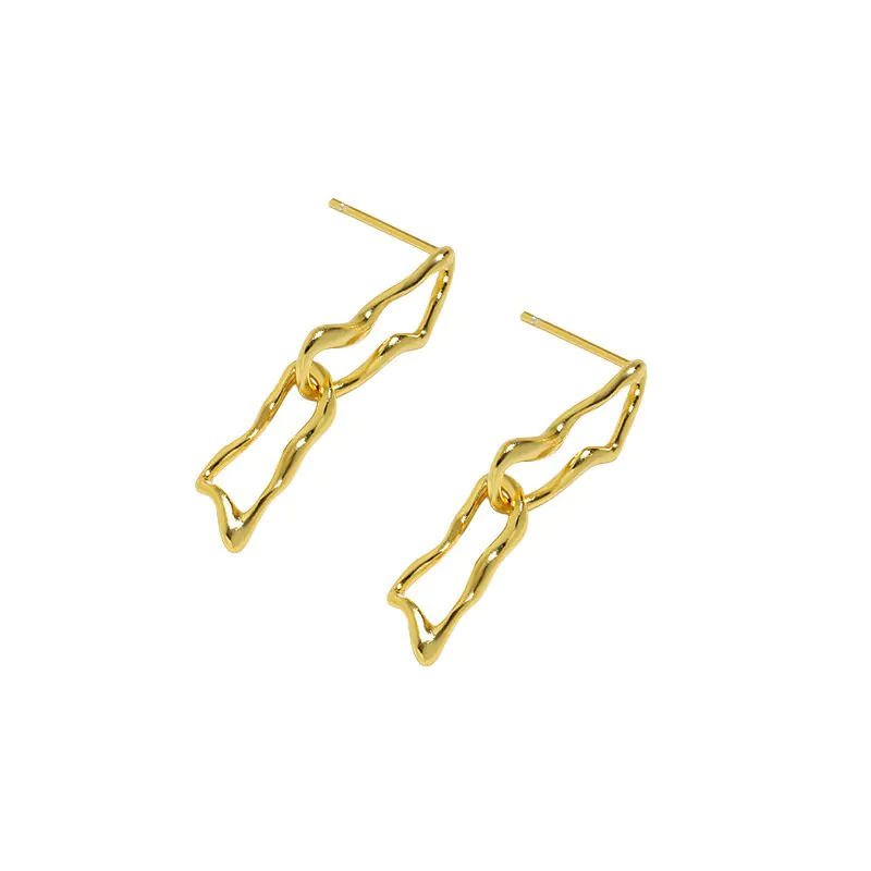 Irregular Hollow Chain 925 Sterling Silver Dangling Earrings