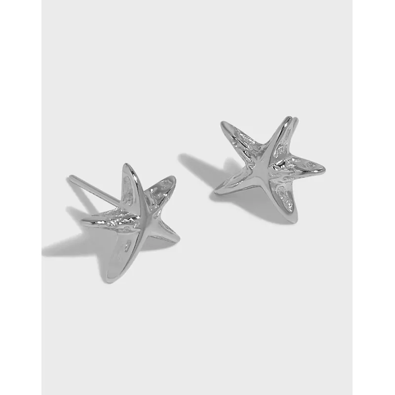 Mini Irregular Star 925 Sterling Silver Stud Earrings - Image 4