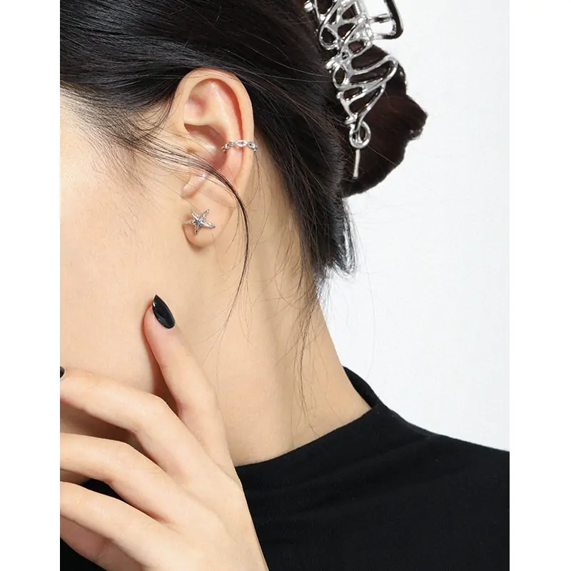 Mini Irregular Star 925 Sterling Silver Stud Earrings - Image 2