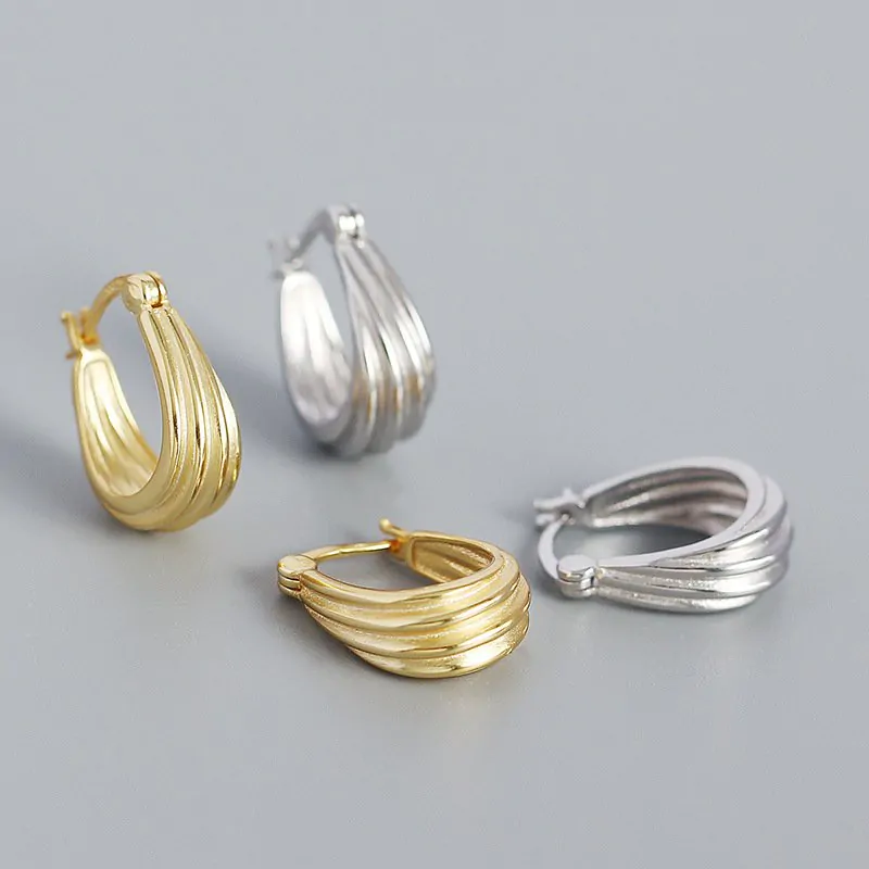 Spiral Geometric 925 Sterling Silver Hoop Earrings - Image 5