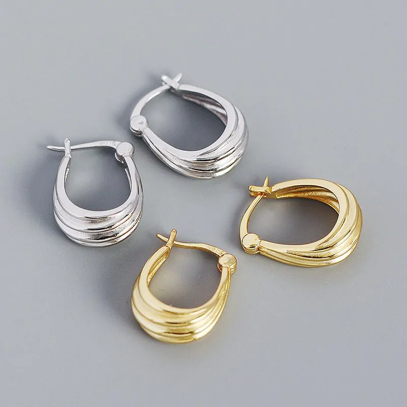 Spiral Geometric 925 Sterling Silver Hoop Earrings - Image 3