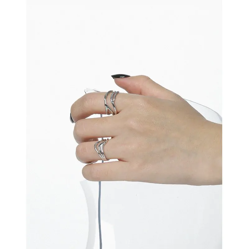 Triple Layers Wide 925 Sterling Silver Adjustable Ring - Image 2