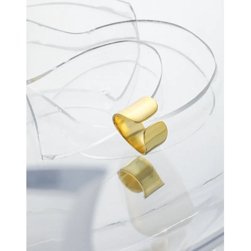 Wide Geometric Irregular 925 Sterling Silver Adjustable Ring - Image 2