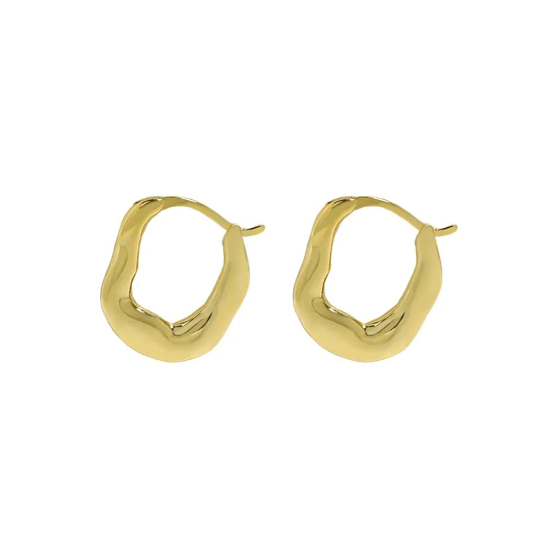 Irregular Letter U Shape 925 Sterling Silver Hoop Earrings