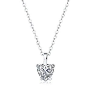 Moissanite CZ Heart Dangle 925 Sterling Silver Necklace