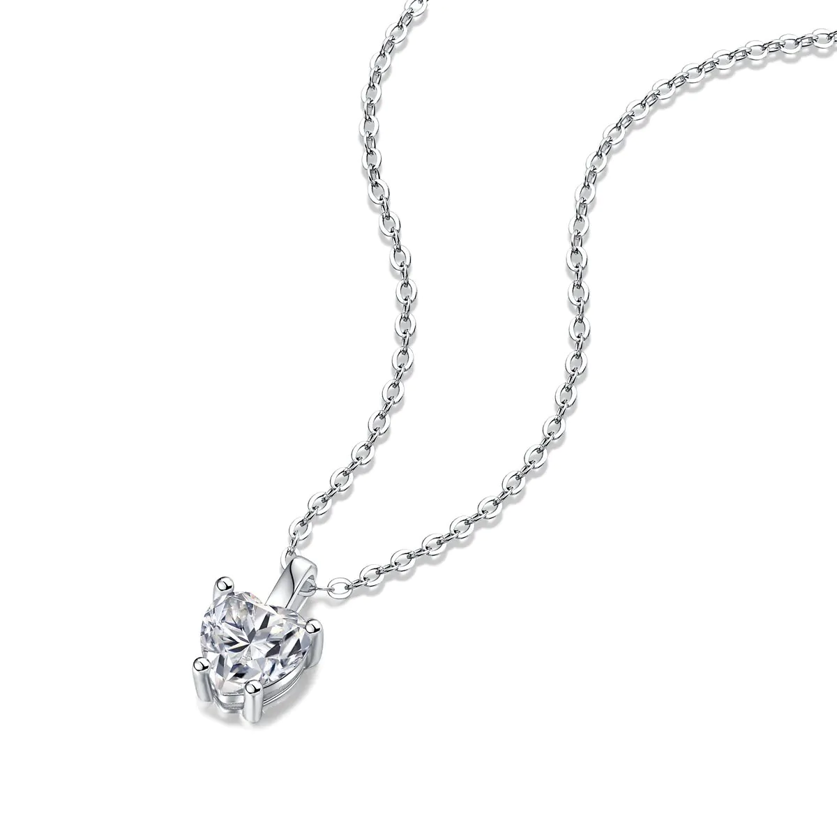 Moissanite CZ Heart Dangle 925 Sterling Silver Necklace - Image 5