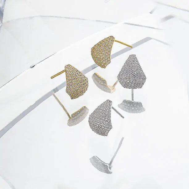 Micro Setting CZ Waterdrop 925 Sterling Silver Stud Earrings - Image 2