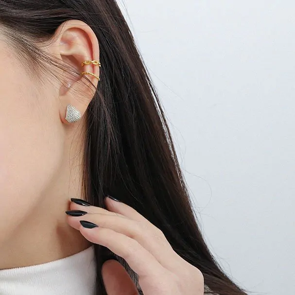 Micro Setting CZ Waterdrop 925 Sterling Silver Stud Earrings - Image 3