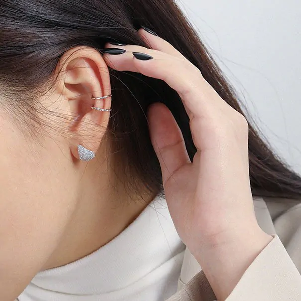 Micro Setting CZ Waterdrop 925 Sterling Silver Stud Earrings - Image 4