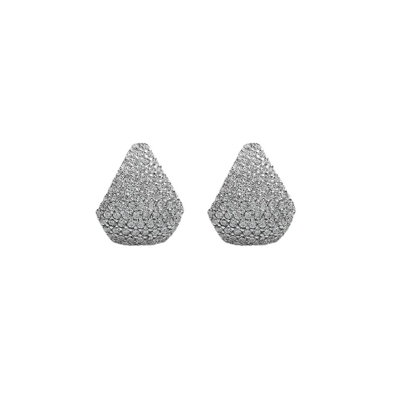 Micro Setting CZ Waterdrop 925 Sterling Silver Stud Earrings