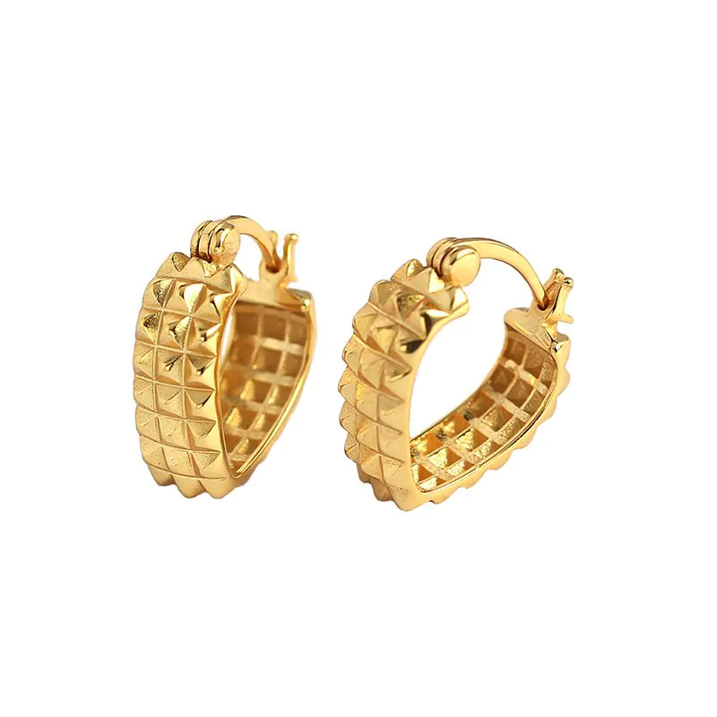 Classic Gear Rivet Heart 925 Sterling Silver Hoop Earrings