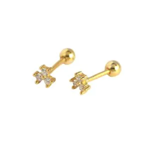 Mini CZ Flower 925 Sterling Silver Stud Earrings